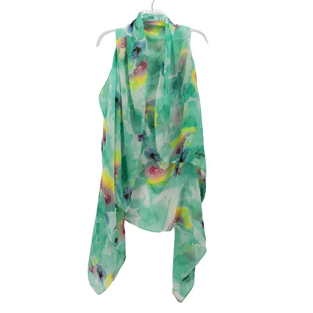 Floral Chiffon Sleeveless Kimono Shrug Convertible Vest OS Lightweight Breezy